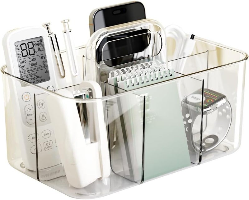 Vidifor Clear Thickened Portable Caddy Tote, Shower Caddy with Handle for Art Supplies, Makeup, Crafts, Colored Pencils, Sewing, Office Supplies (Clear) - Image 1